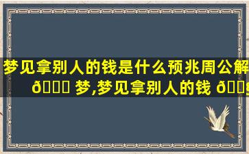 梦见拿别人的钱是什么预兆周公解 🐘 梦,梦见拿别人的钱 🐧 是什么意思